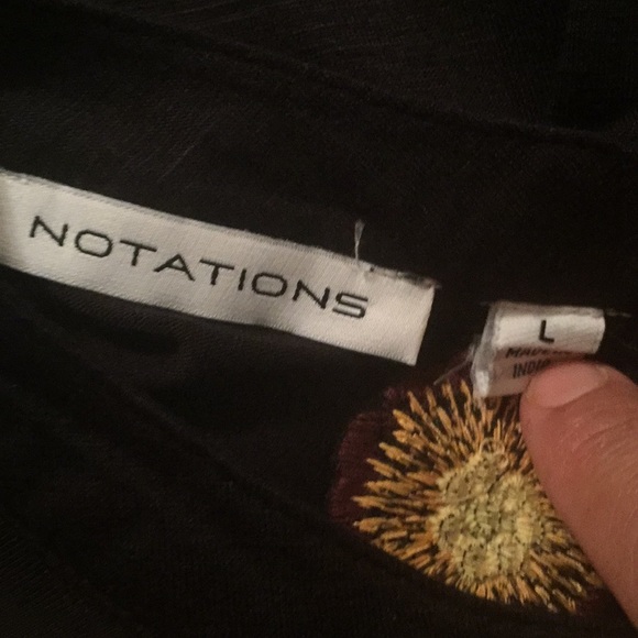 NOTATIONS Embroidered Black Blouse - Picture 8 of 8